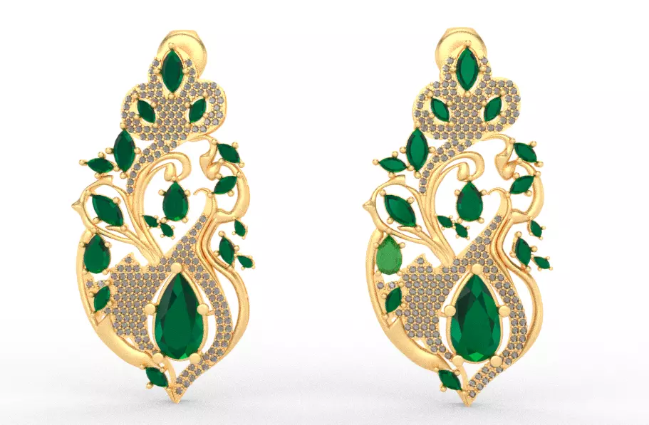 Emerald Earrings 3D print model_0