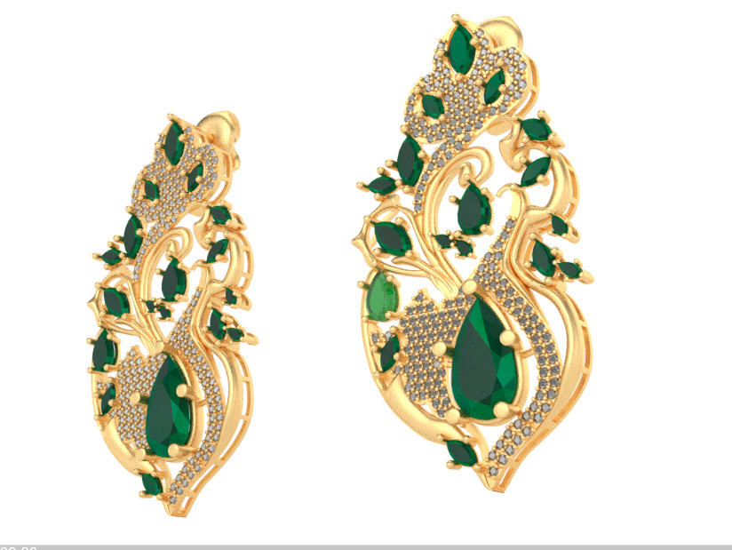 Emerald Earrings 3D print model_2