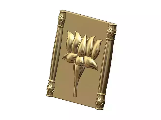 Lotus flower and columns scroll panel onlay ornament relief