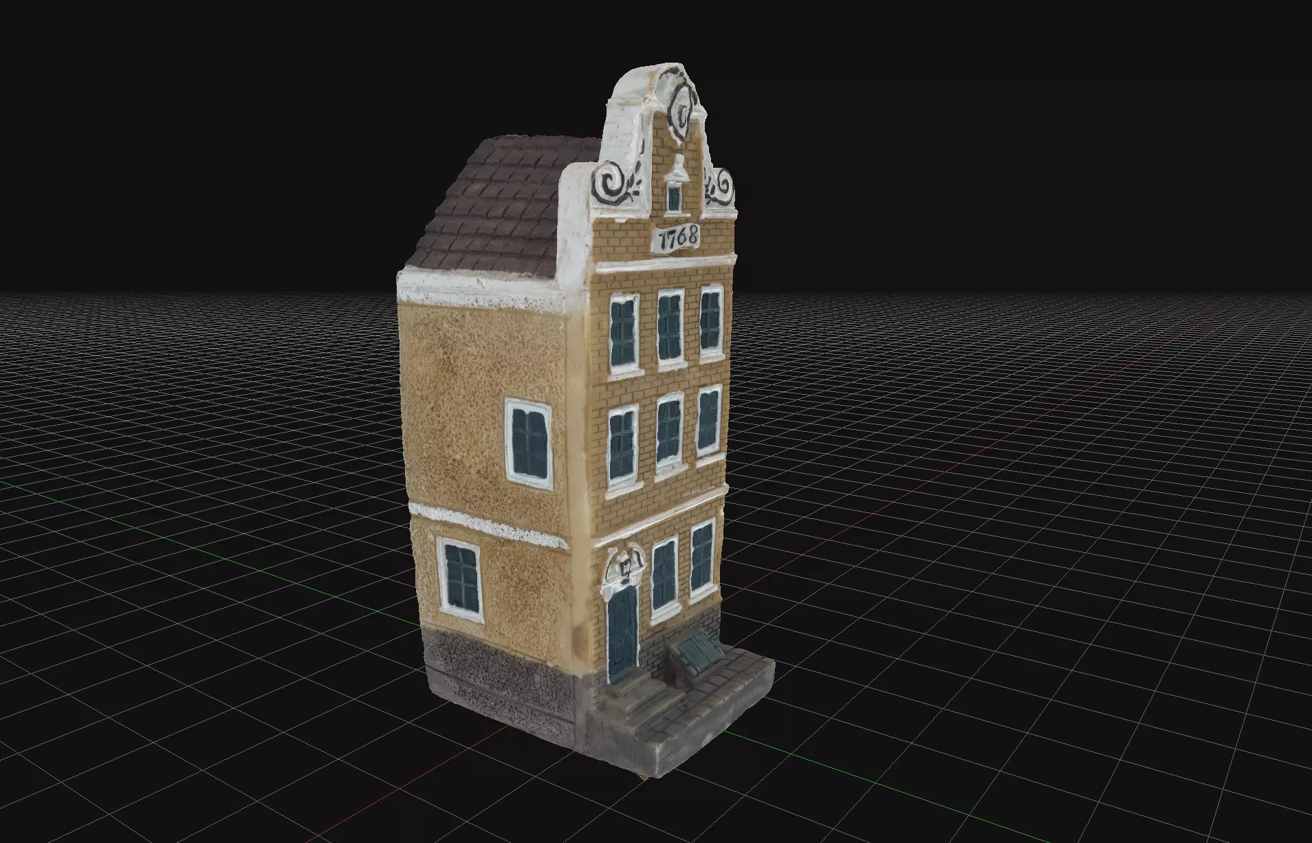House 1 old hand made stone house based of off Amsterdam 3D model_0