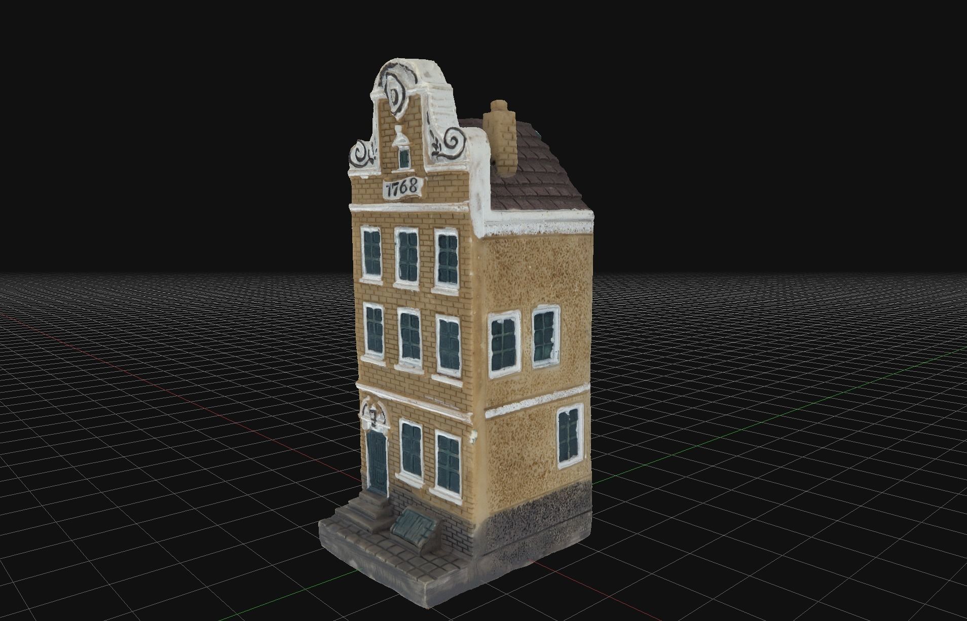 House 1 old hand made stone house based of off Amsterdam 3D model_1