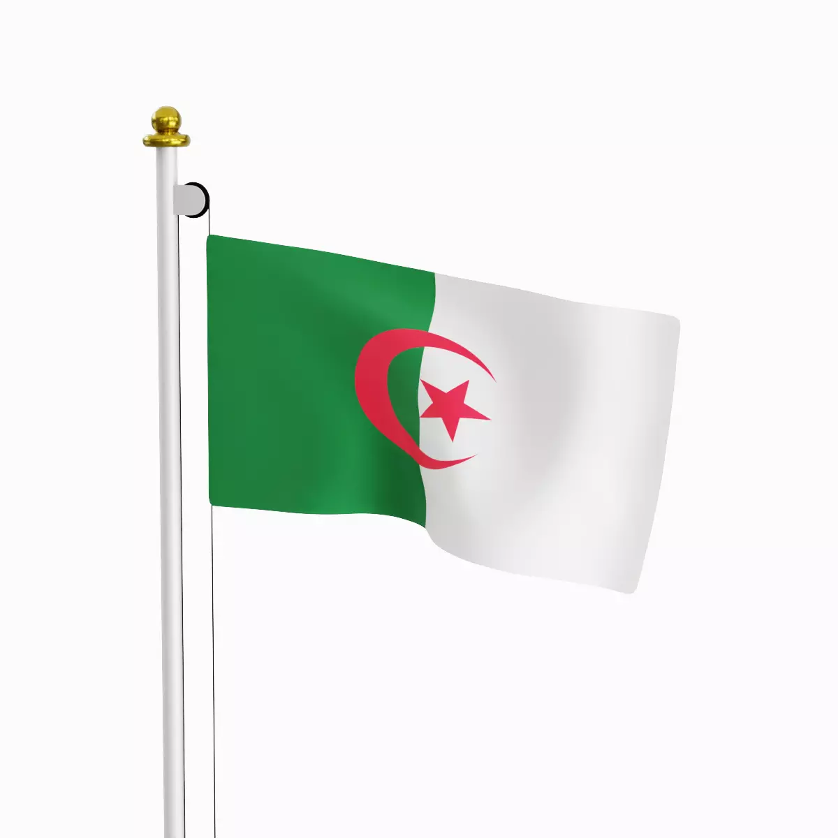 Flag of the Algeria Low-poly 3D model_0