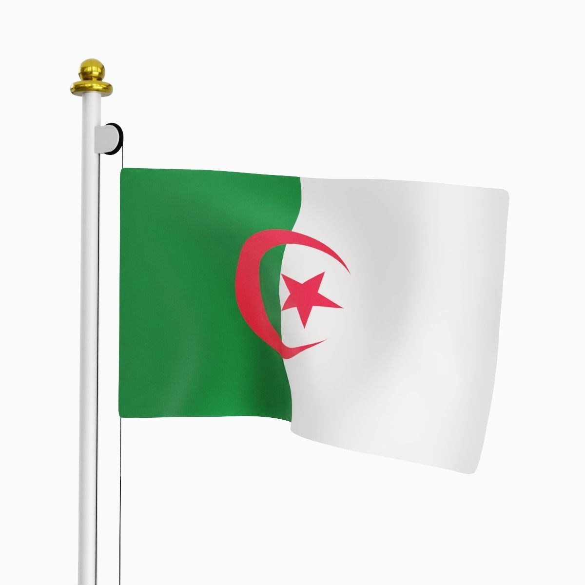 Flag of the Algeria Low-poly 3D model_1