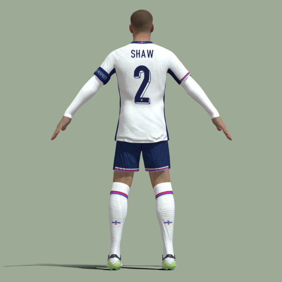 T-Pose Rigged Luke Shaw England Euro 2024 3D model_2