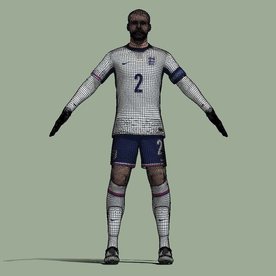 T-Pose Rigged Luke Shaw England Euro 2024 3D model_5