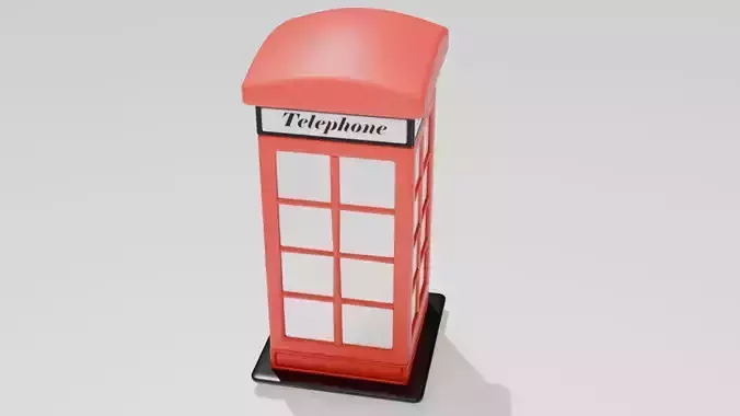 British Public Phone Low-poly 3D model British Public Phone Low-poly 3D model