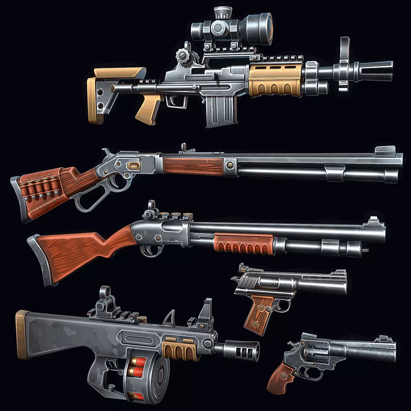 Collection of Stylized Firearms _0