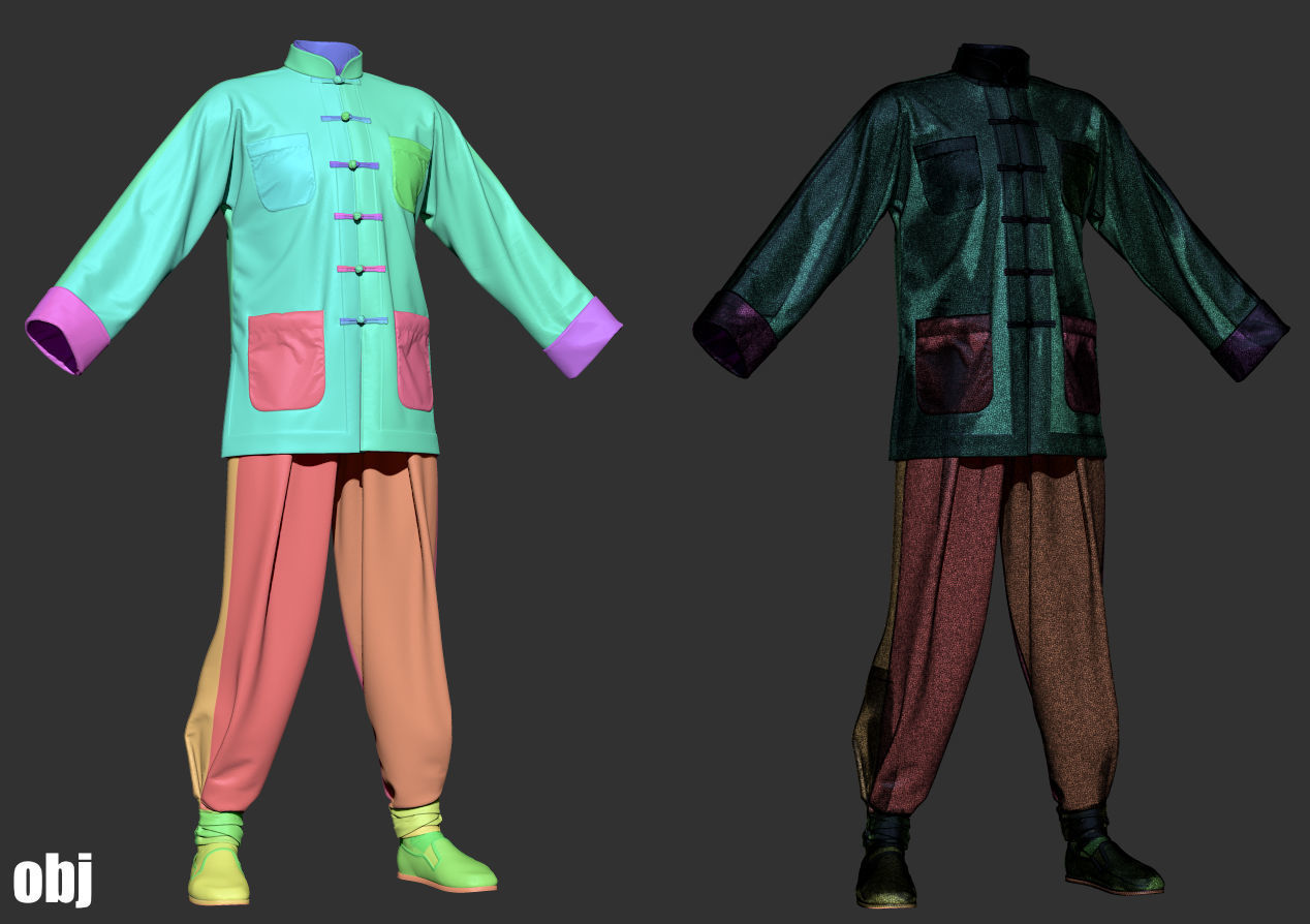 Martial arts uniforms 1 - Marvelous Designer project and OBJ 3D model_4