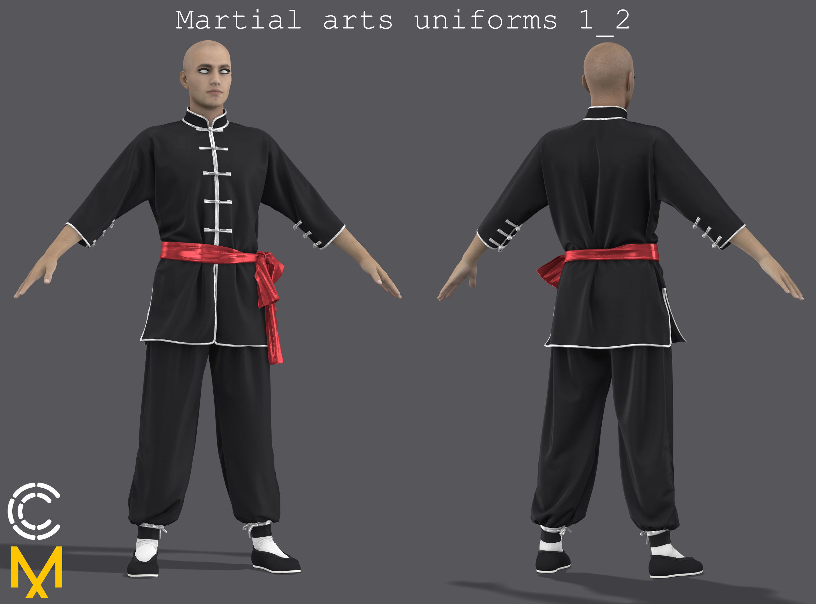 Martial arts uniforms 1 - Marvelous Designer project and OBJ 3D model_6