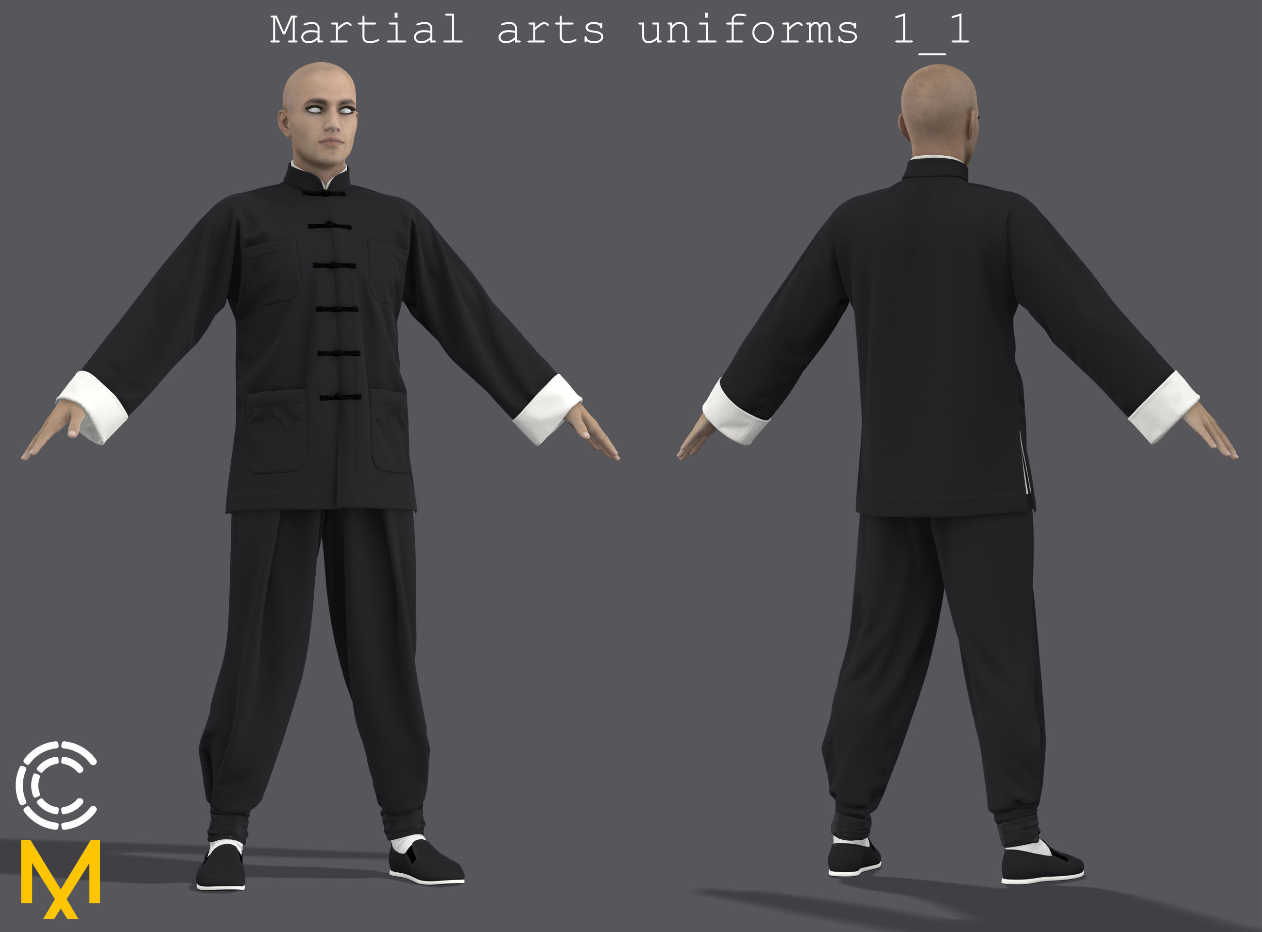 Martial arts uniforms 1 - Marvelous Designer project and OBJ 3D model_2