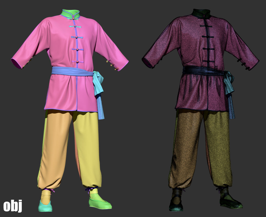 Martial arts uniforms 1 - Marvelous Designer project and OBJ 3D model_8