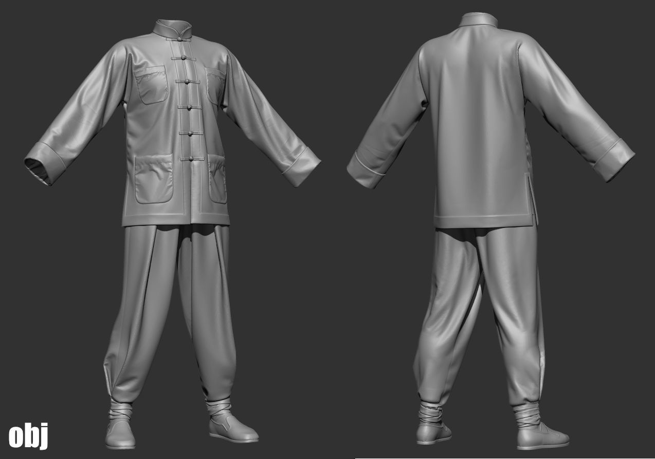 Martial arts uniforms 1 - Marvelous Designer project and OBJ 3D model_3