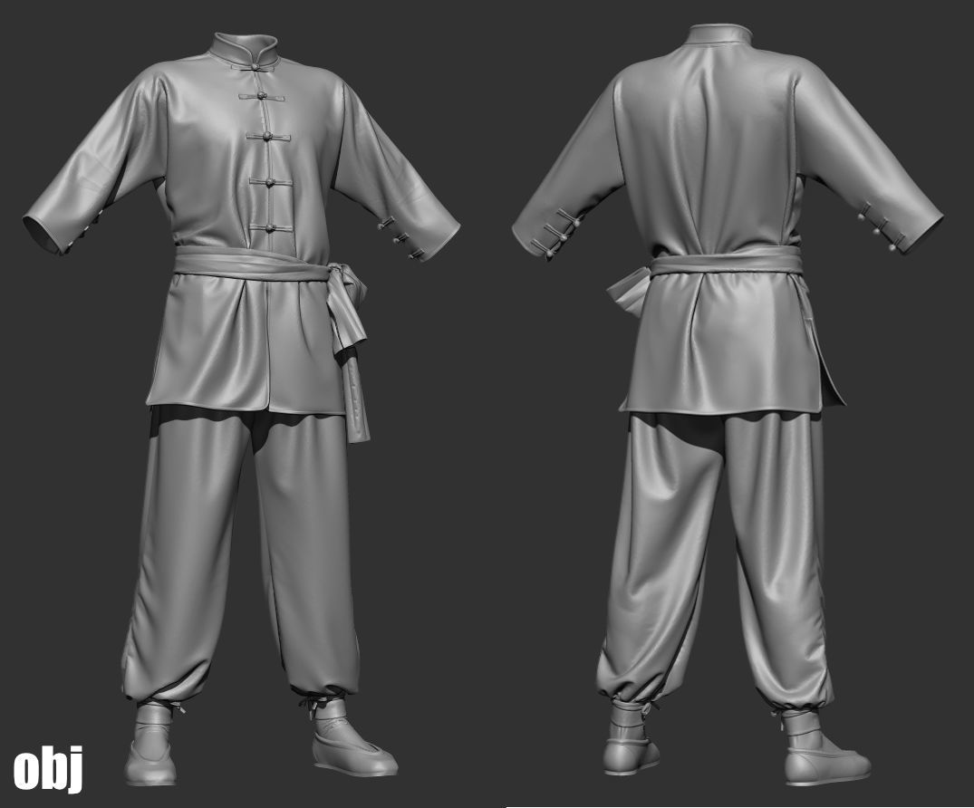 Martial arts uniforms 1 - Marvelous Designer project and OBJ 3D model_7