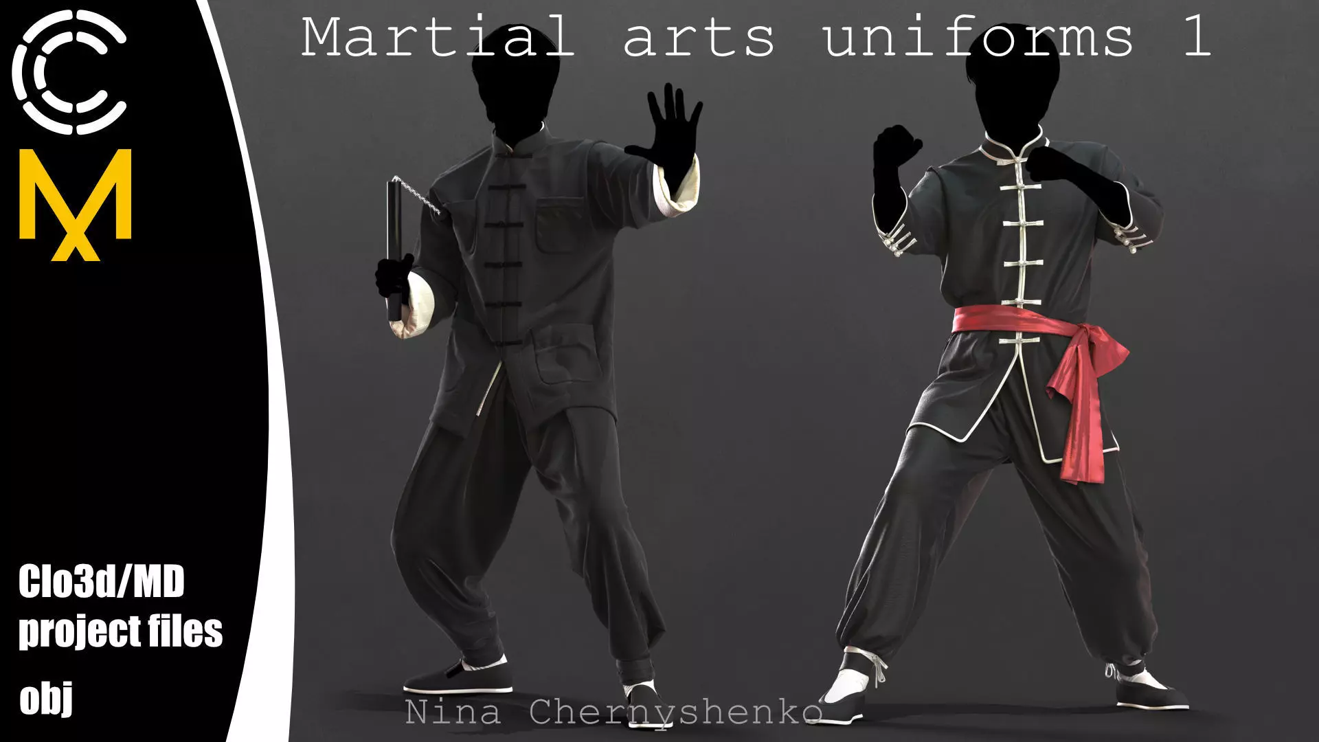 Martial arts uniforms 1 - Marvelous Designer project and OBJ 3D model_0