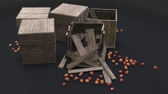 Apple Wooden Crates Low-poly 3D model 5