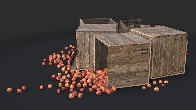 Apple Wooden Crates Low-poly 3D model 7