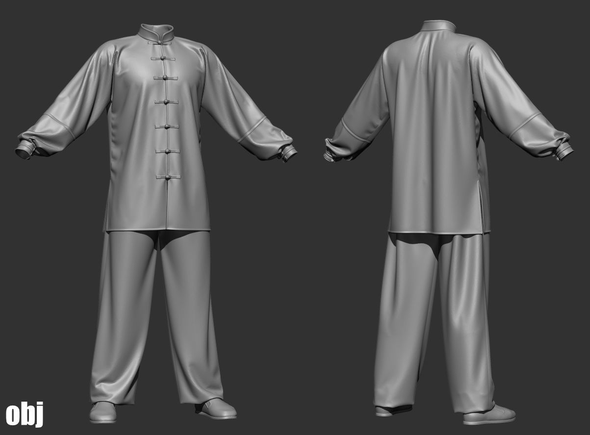 Martial arts uniforms 2 - Marvelous Designer project and OBJ 3D model_3