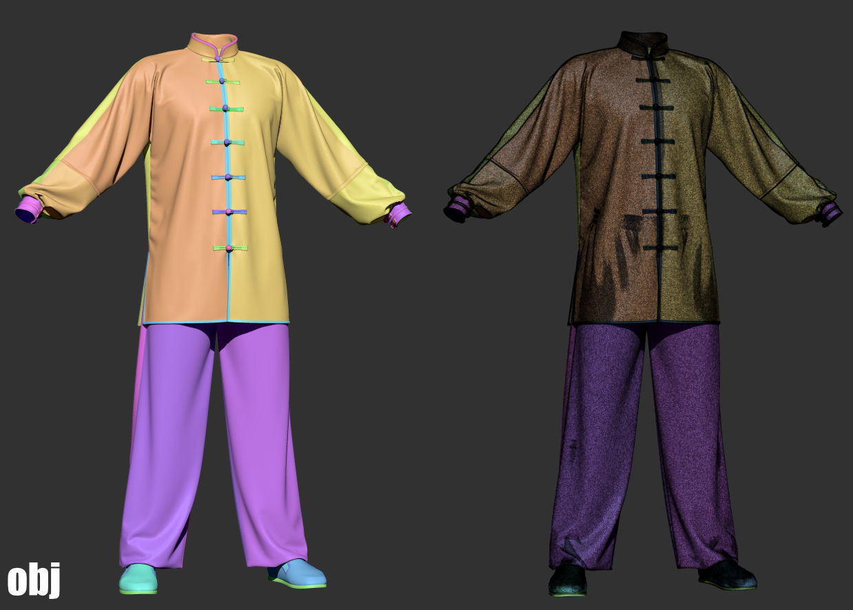 Martial arts uniforms 2 - Marvelous Designer project and OBJ 3D model_4