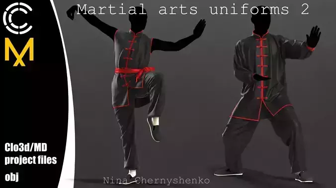 Martial arts uniforms 2 - Marvelous Designer project and OBJ