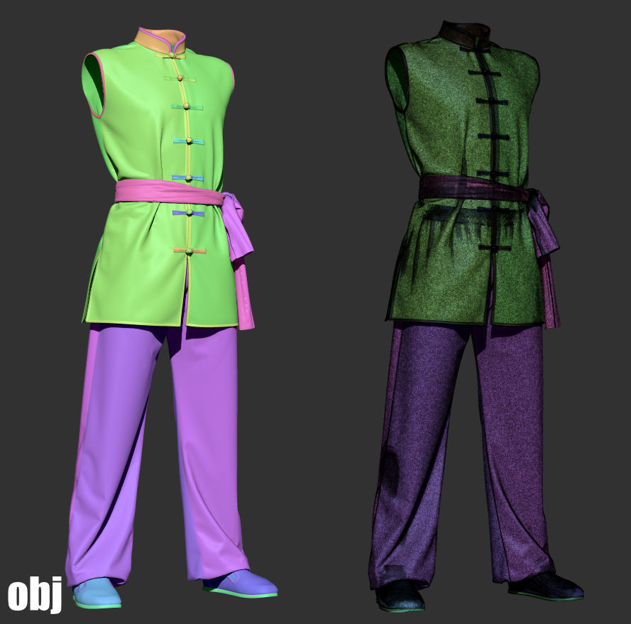 Martial arts uniforms 2 - Marvelous Designer project and OBJ 3D model_8