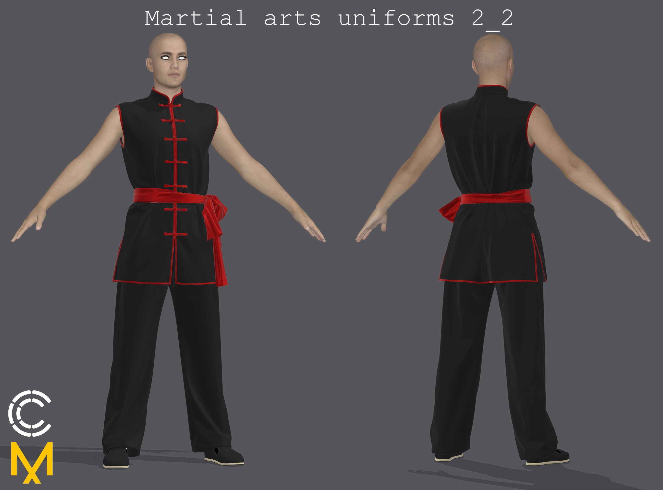 Martial arts uniforms 2 - Marvelous Designer project and OBJ 3D model_6