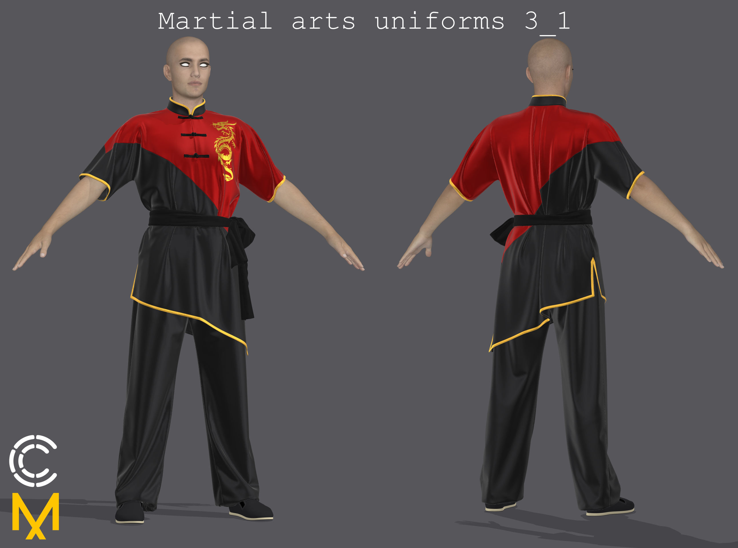 Martial arts uniforms 3 - Marvelous Designer project and OBJ 3D model_2