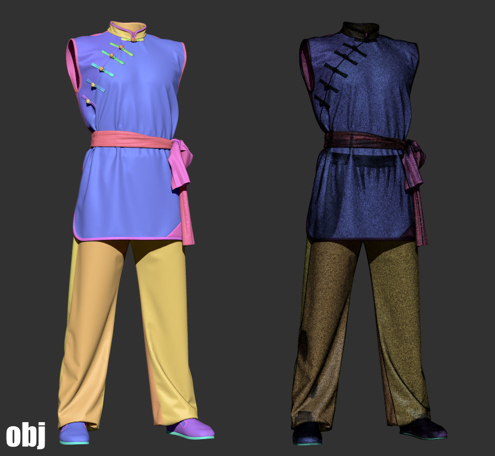 Martial arts uniforms 3 - Marvelous Designer project and OBJ 3D model_11