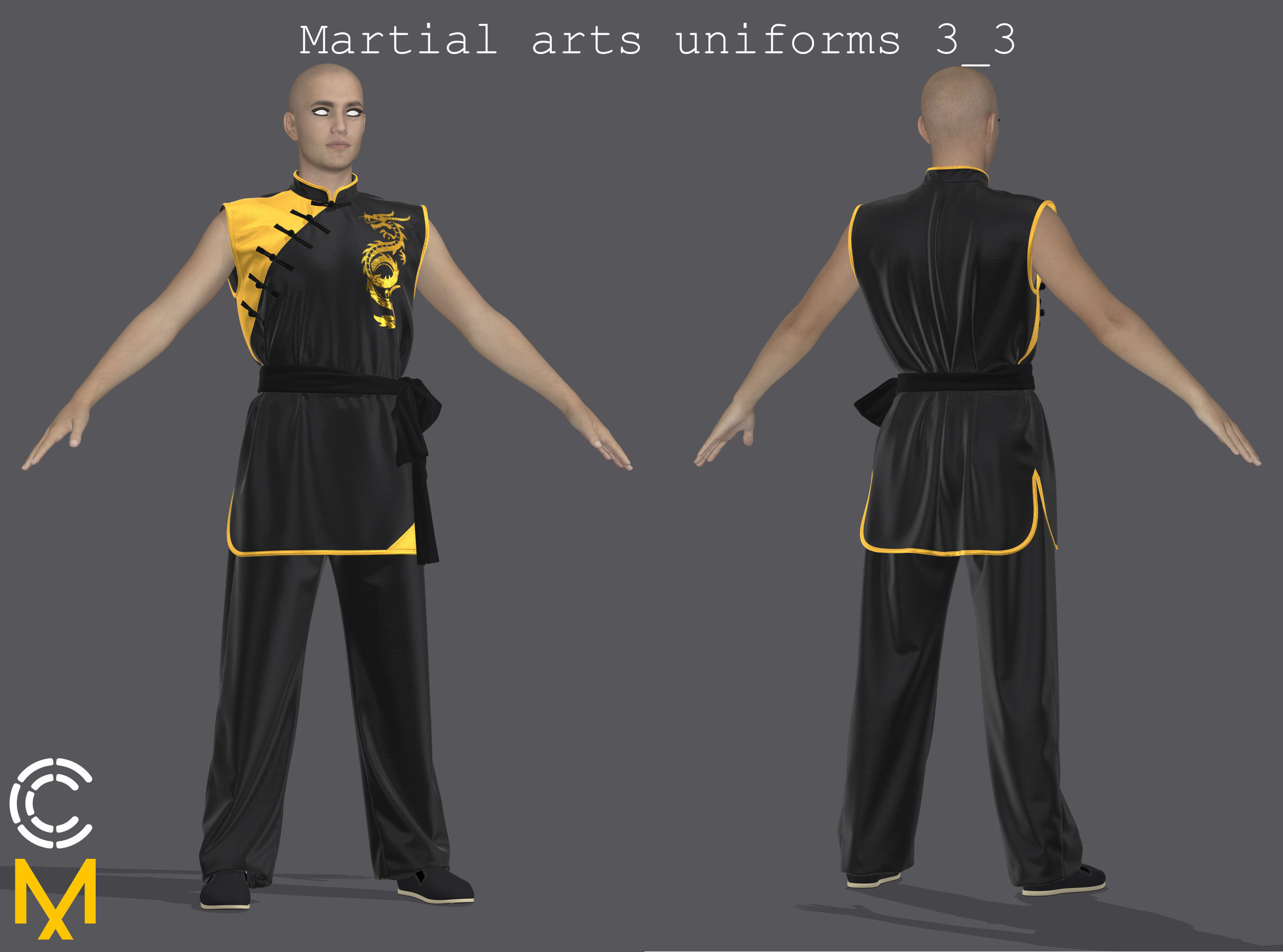 Martial arts uniforms 3 - Marvelous Designer project and OBJ 3D model_9