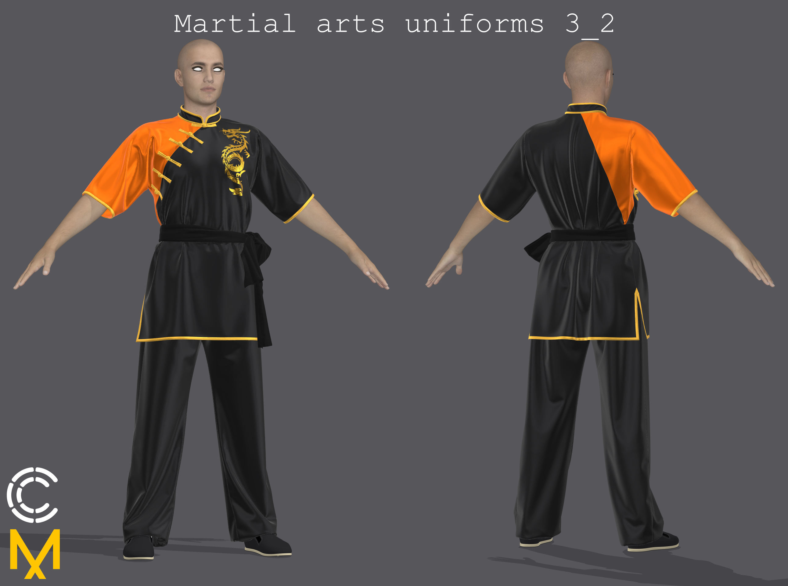 Martial arts uniforms 3 - Marvelous Designer project and OBJ 3D model_5