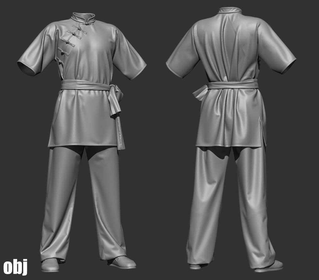 Martial arts uniforms 3 - Marvelous Designer project and OBJ 3D model_6