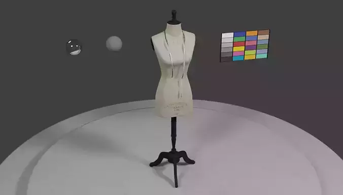 Rustic Atelier Mannequin with a Measuring Tape 3D model