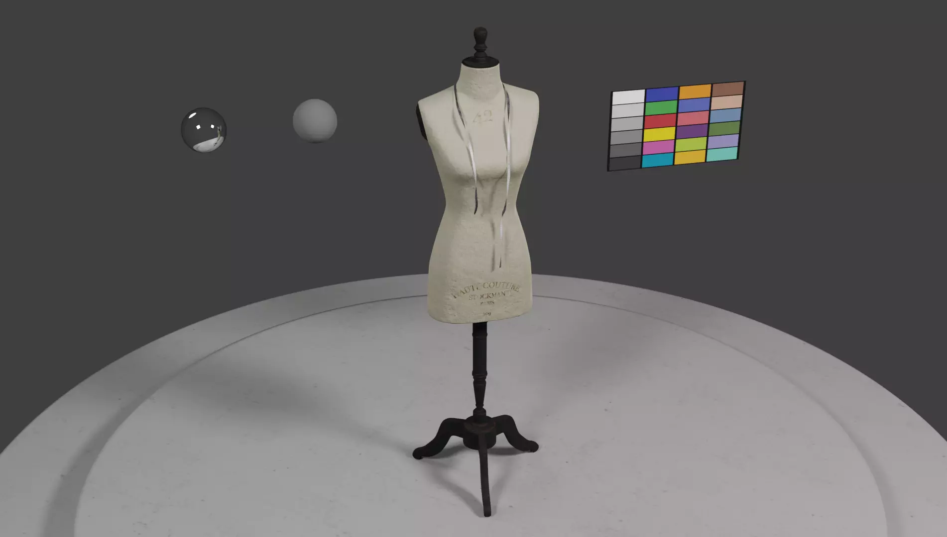 Rustic Atelier Mannequin with a Measuring Tape 3D model_0