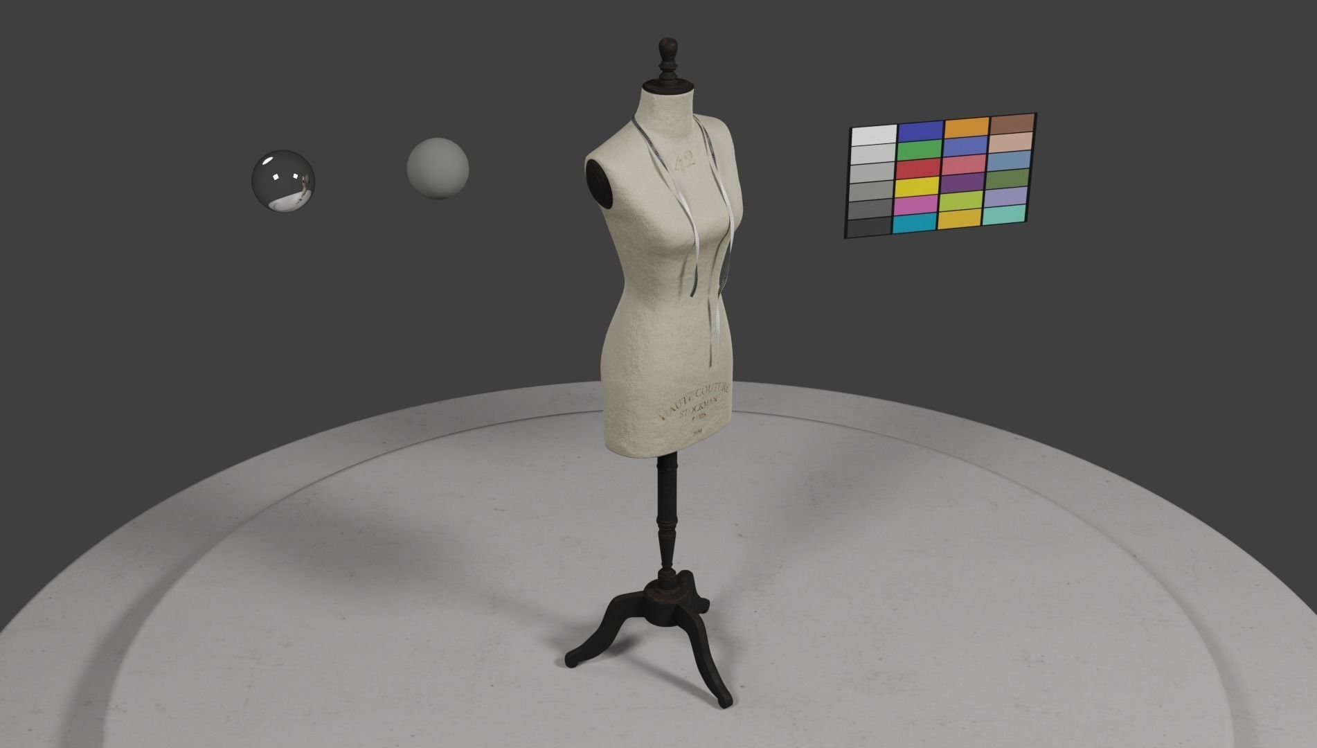 Rustic Atelier Mannequin with a Measuring Tape 3D model_1