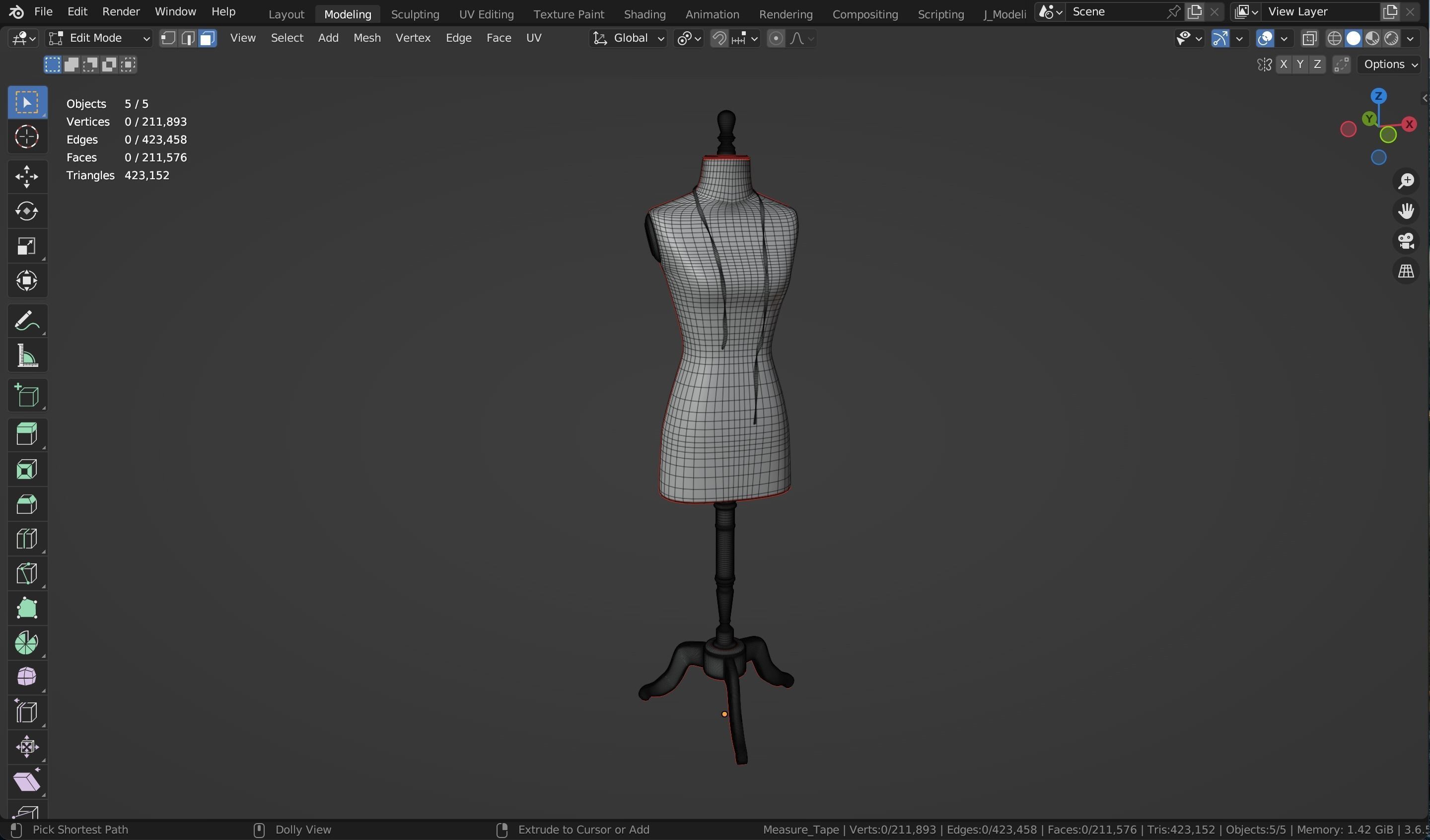 Rustic Atelier Mannequin with a Measuring Tape 3D model_30