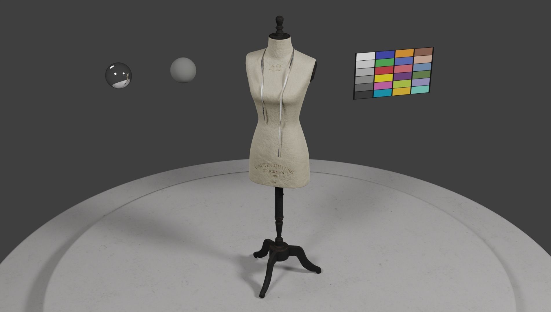 Rustic Atelier Mannequin with a Measuring Tape 3D model_11