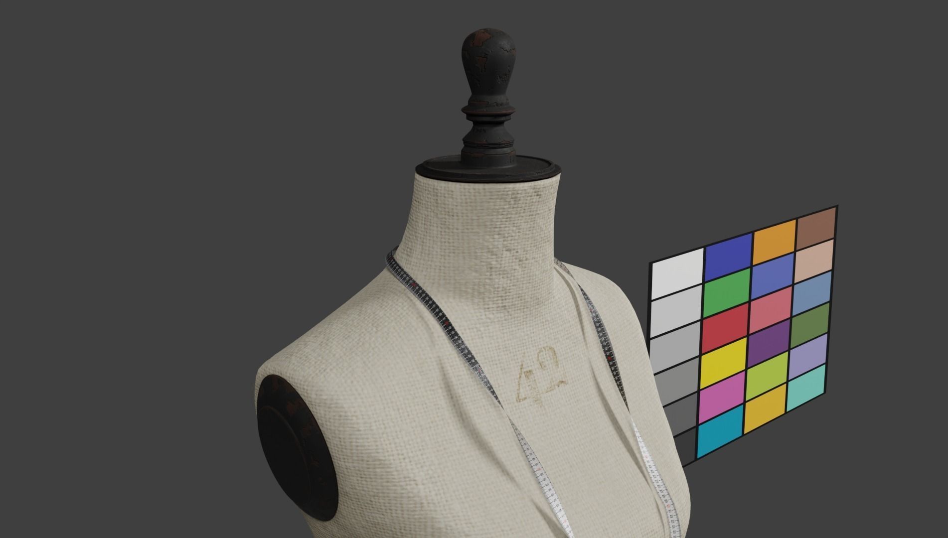 Rustic Atelier Mannequin with a Measuring Tape 3D model_13