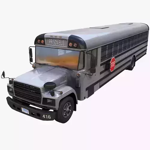 Prison Transport Bus Low-poly 3D model