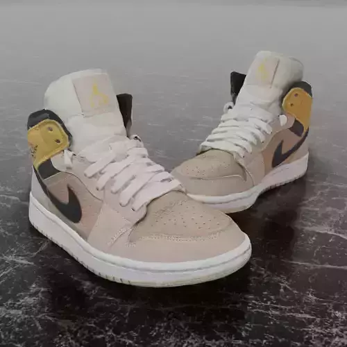 NIKE AIR JORDAN 1 MID SE BEIGE 3D SHOES