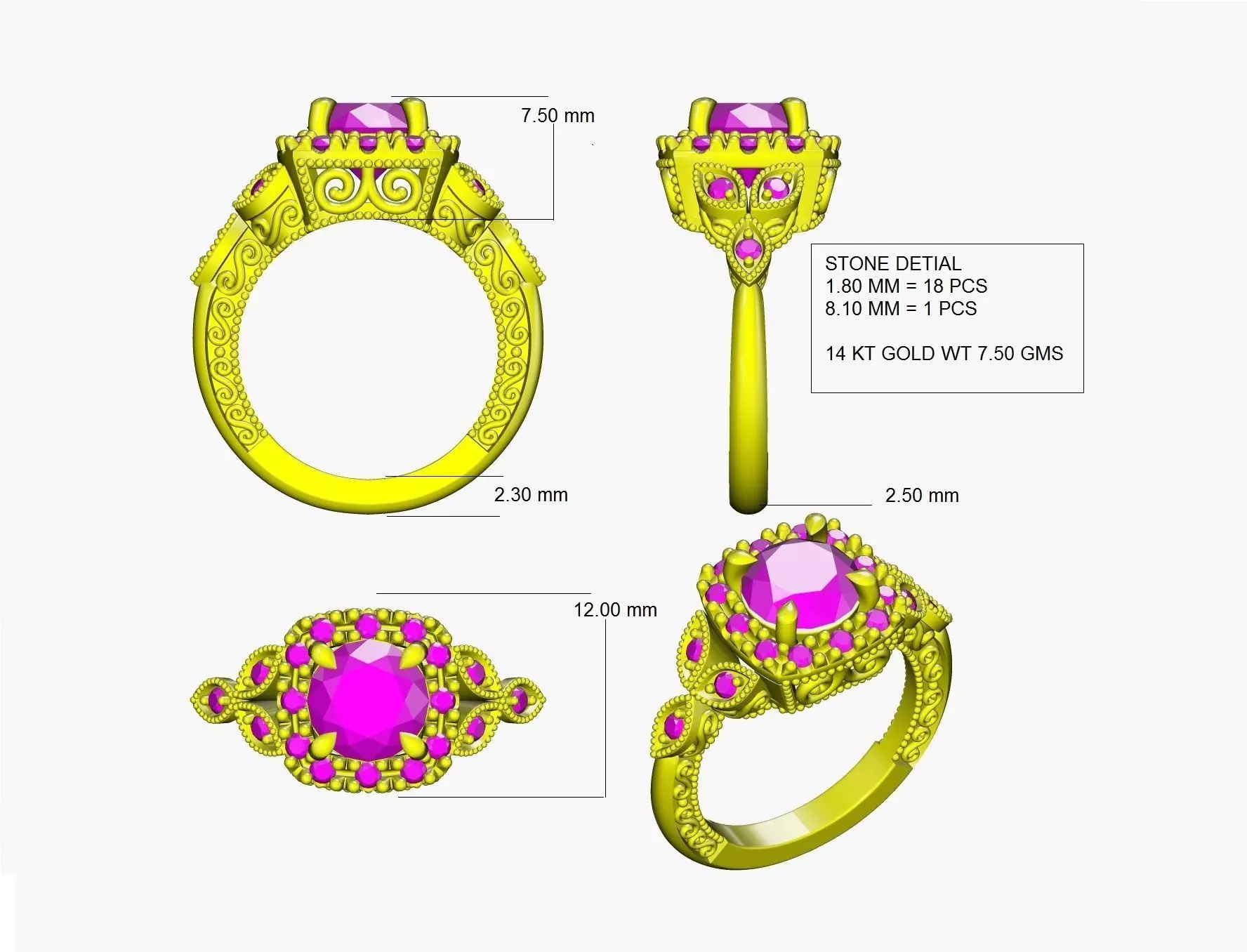 Stylish engagement diamond ring for women 3D model Free 3D print model