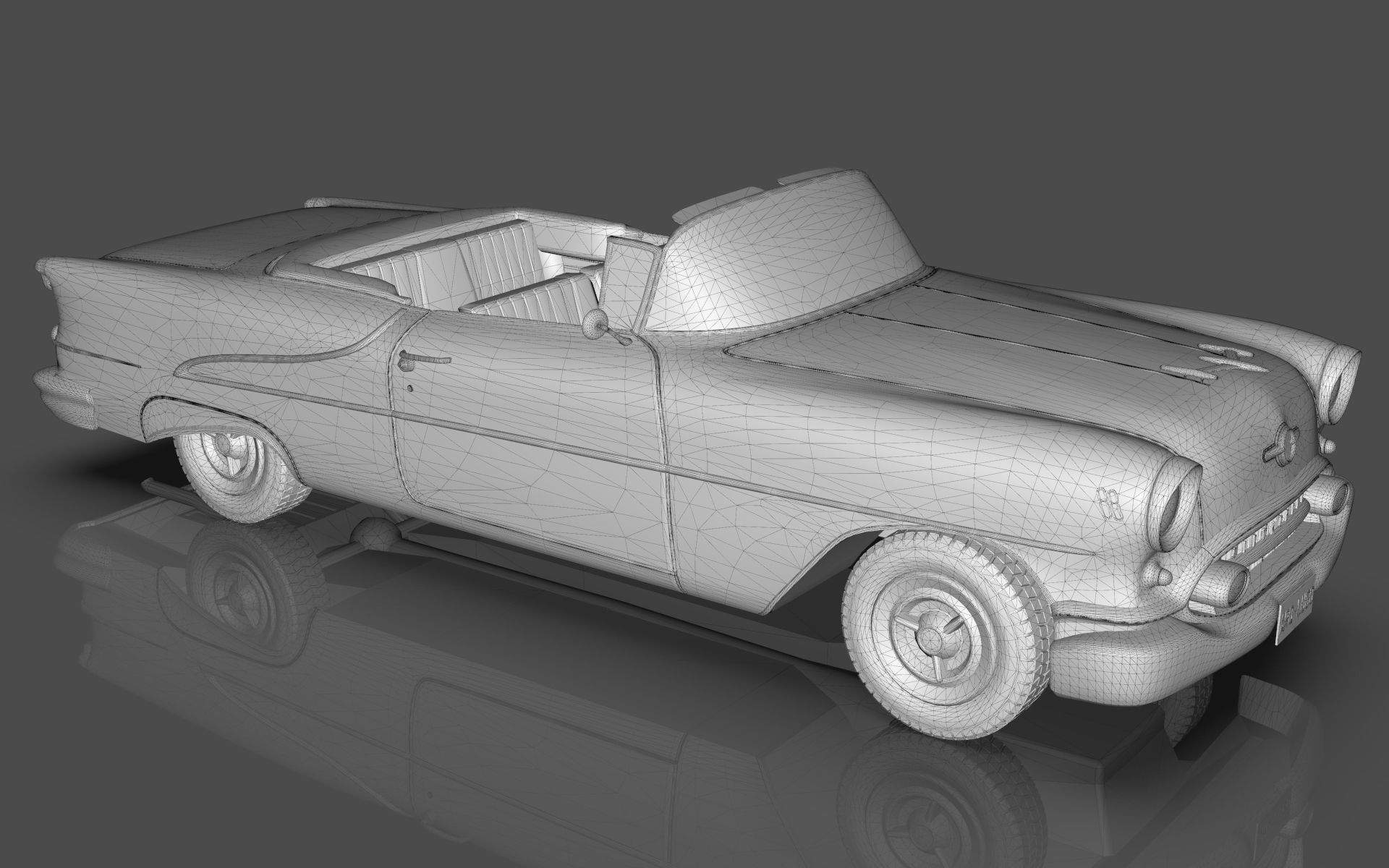 Oldsmobile 88 Convertible 1955 Low-poly 3D model_14