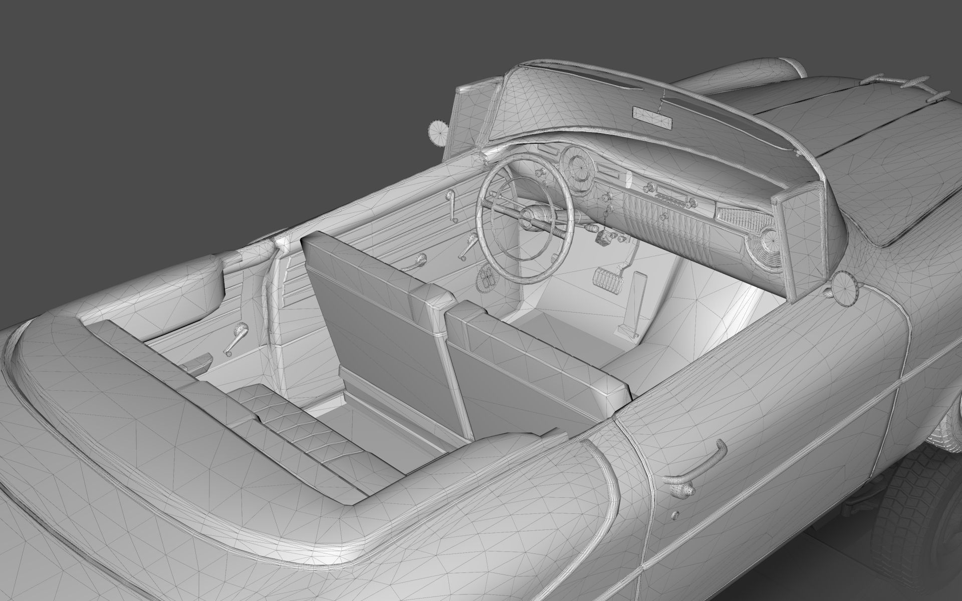 Oldsmobile 88 Convertible 1955 Low-poly 3D model_13