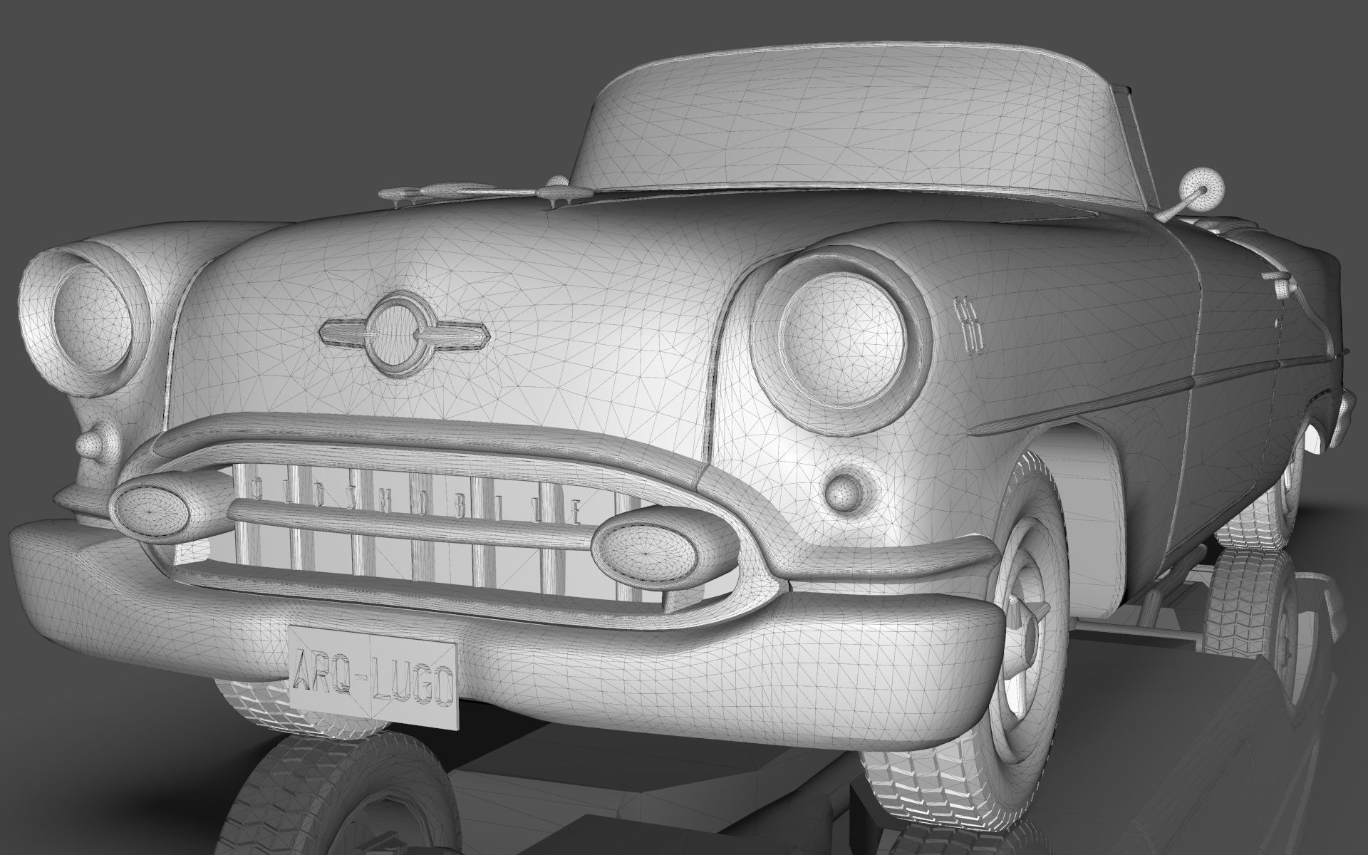 Oldsmobile 88 Convertible 1955 Low-poly 3D model_15