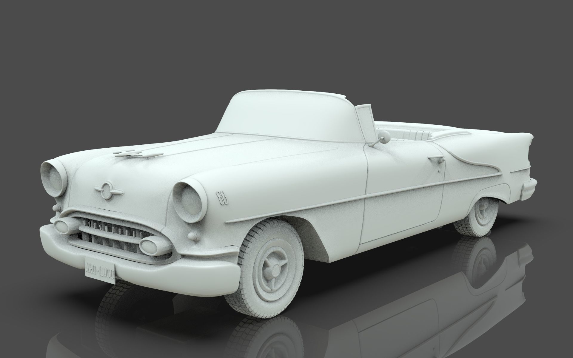 Oldsmobile 88 Convertible 1955 Low-poly 3D model_11