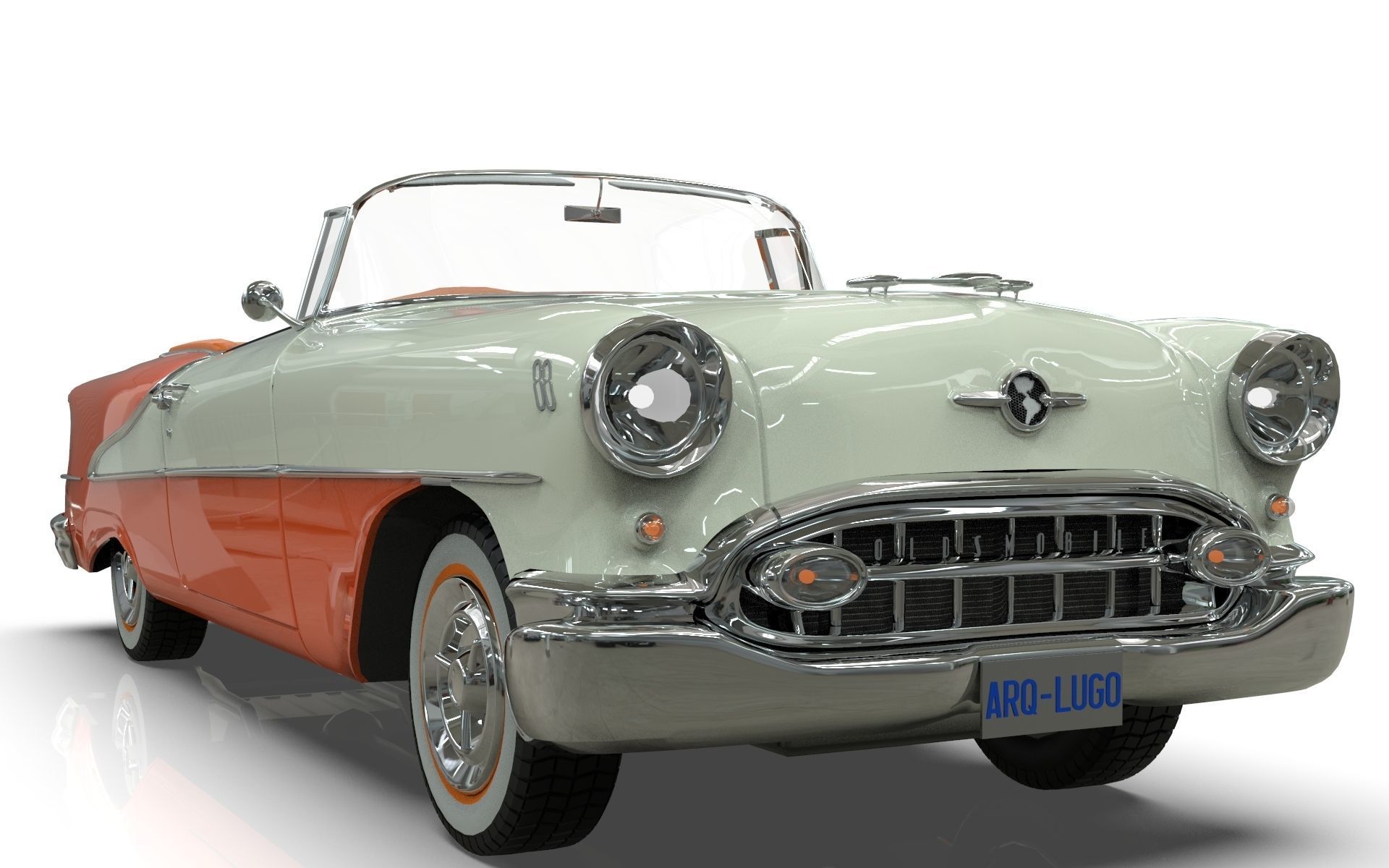 Oldsmobile 88 Convertible 1955 Low-poly 3D model_7