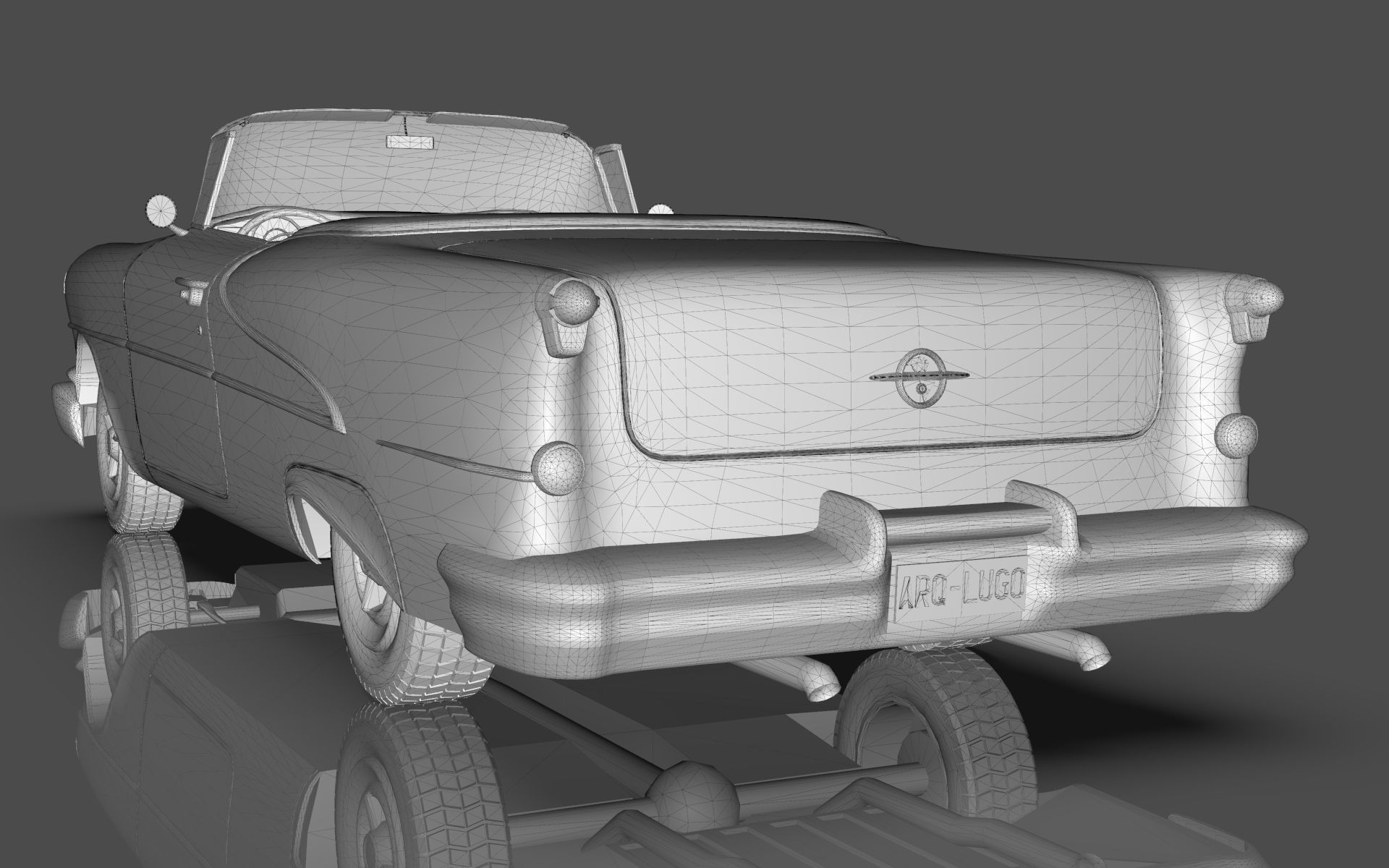 Oldsmobile 88 Convertible 1955 Low-poly 3D model_16