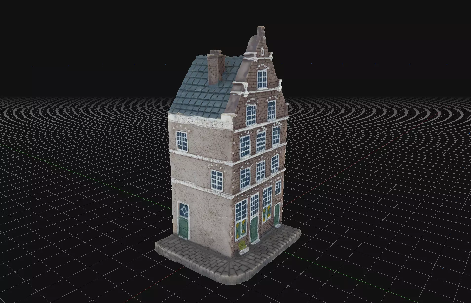 House 2 old hand made stone house based of off Amsterdam 3D model_0