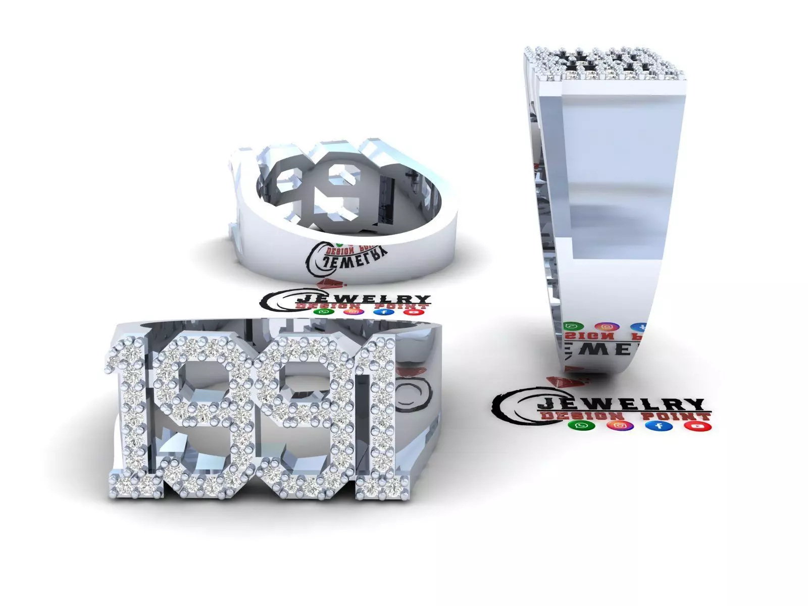 Custom Birth Year 1991 Ring - Born Charms Ring - Personalized 3D print model