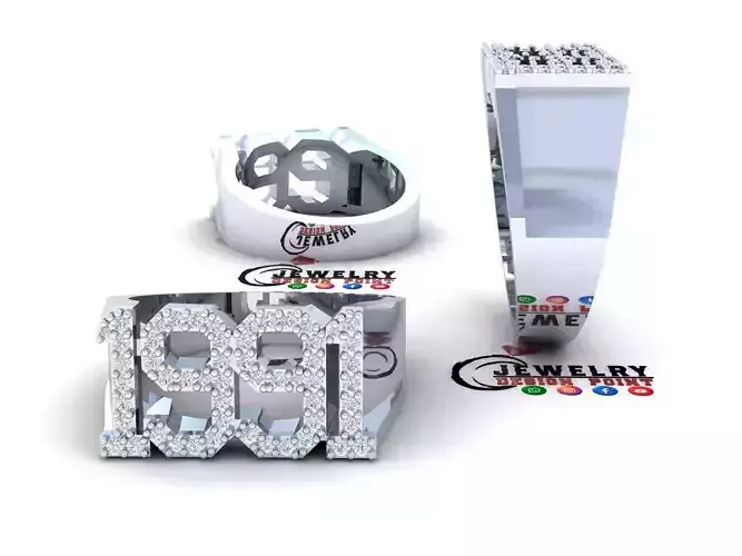 Custom Birth Year 1991 Ring - Born Charms Ring - Personalized 3D print model