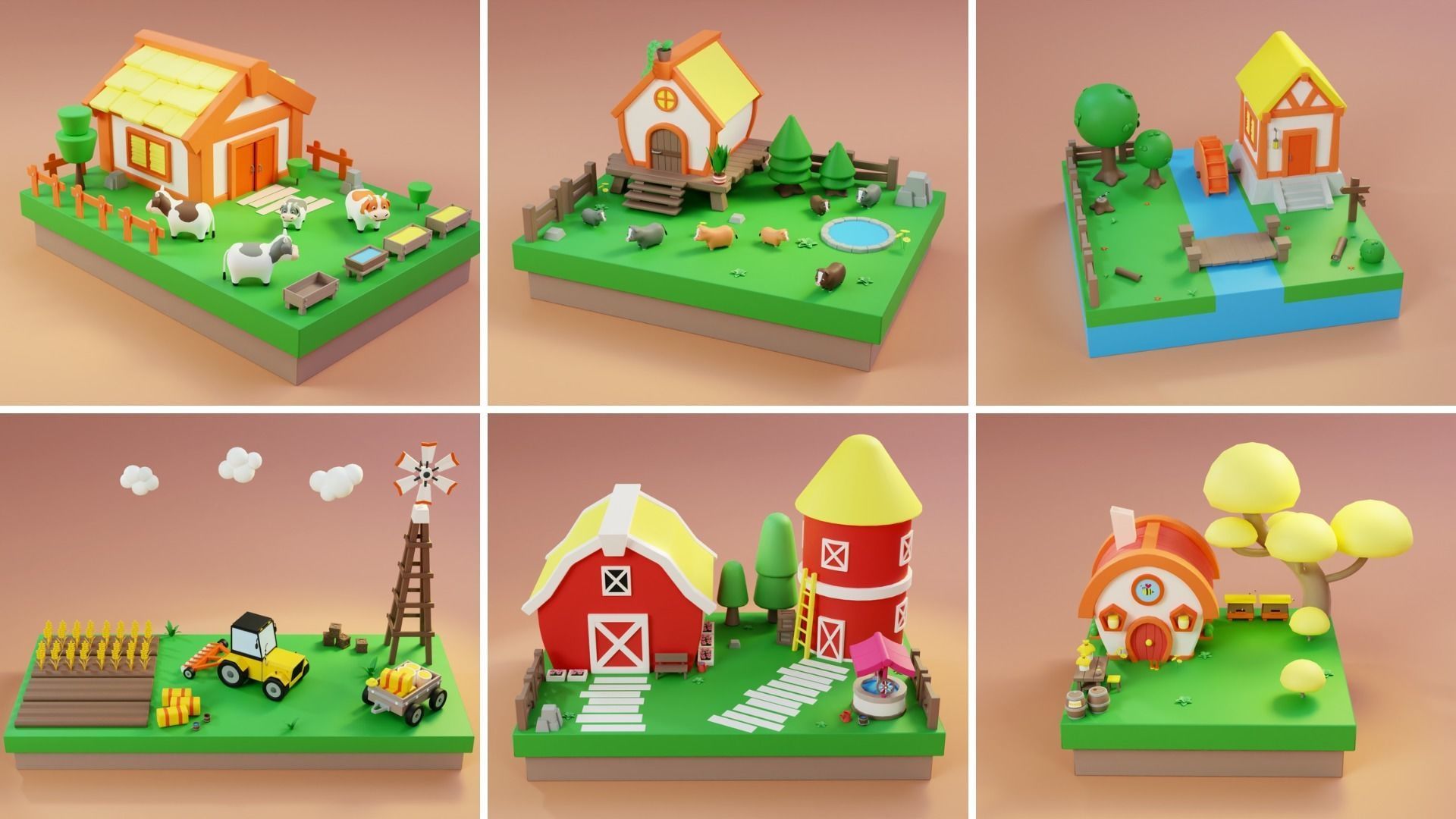 MEGA PACK Cozy Cartoon World Exterior Low-poly 3D model_5