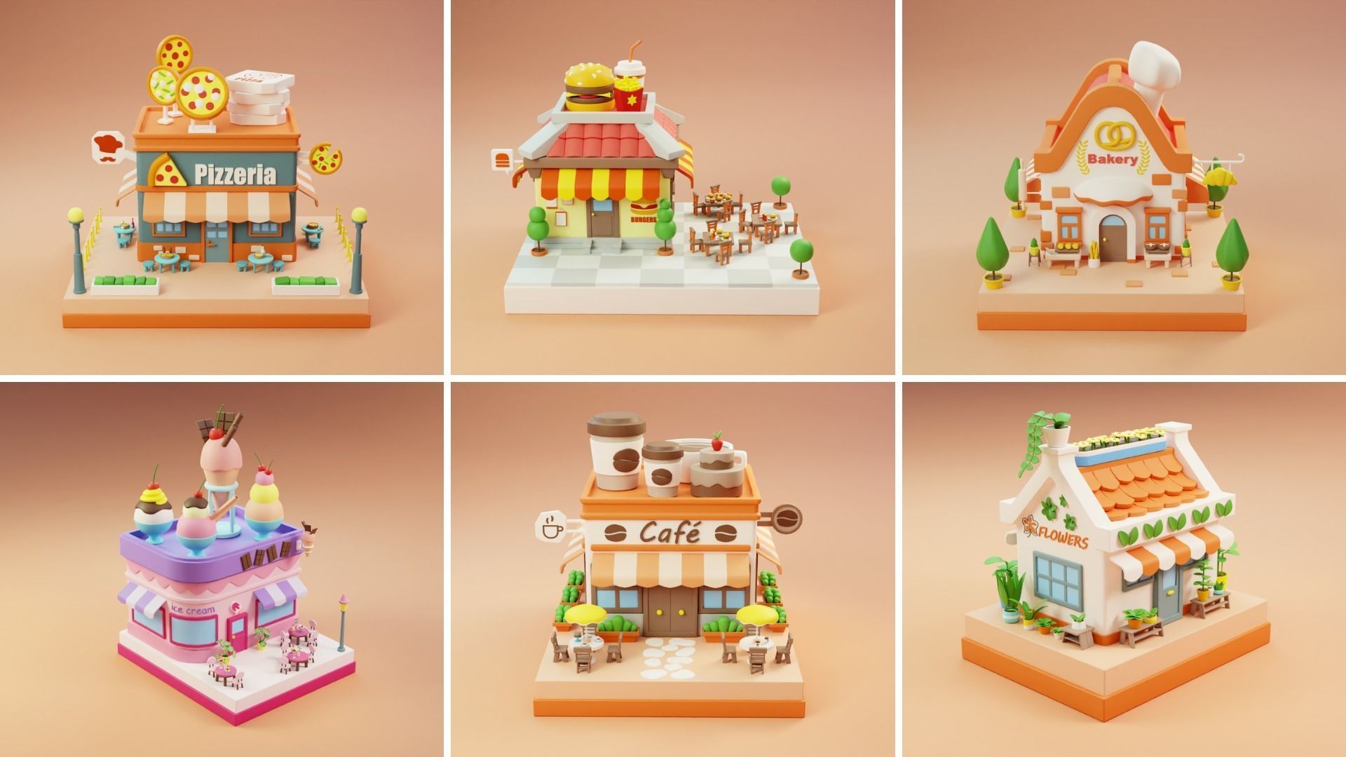 MEGA PACK Cozy Cartoon World Exterior Low-poly 3D model_11